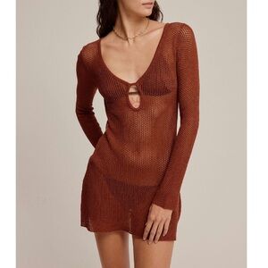 Long Sleeve Crochet Mini Dress